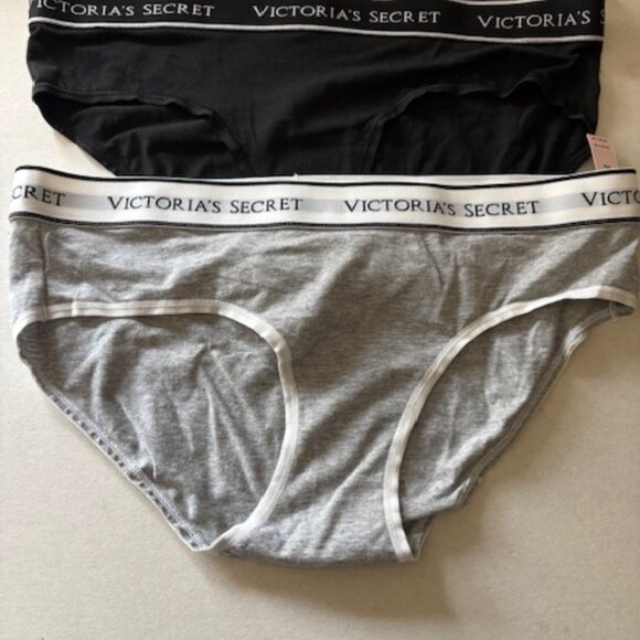 Victoria Secret Women's Size M Logo Bikini Hipster Cotton Panties Set of 2 NWT - Picture 1 of 5